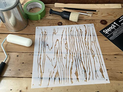Stencil1 Wood Grain Pattern Stencil 11" x 11" Rustic Farmhouse Wall Decor