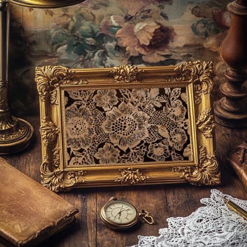 3 Sheets Vintage Golden Lacework Rub on Transfer for Craft 12×6in
