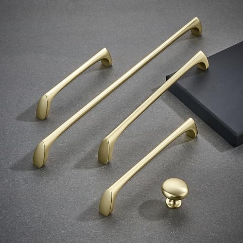 AVICCI 5 Pack Cabinet pulls-7.5"/192mm Brushed Gold Modern Drawer Handles for Kitchen Cabinet Handles Batheroom Drawer Dresser Furniture Handware - color: Brushed Gold, size: 7.5"(192mm)Hole Center-5Pcs