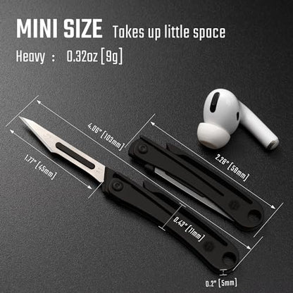 KeyUnity KK07 Titanium Craft Knife with Pocket Clip, 0.87-Inch Cutting Edge - color: Kk07black