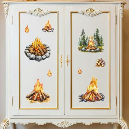Peacoblue Campfire Rub On Transfers for Furniture Craft 6"x12" - style: Campfire