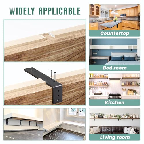 WINKER Countertop Support Brackets 3 Pack L Bracket 16" x 6" x 2.5" Heavy Duty 3/8" Thick Steel Corbels L Shape Bracket for Wood Shelf/Quartz/Granite/Concrete Countertops - size: 16 Inch, style: Black-3 Pack