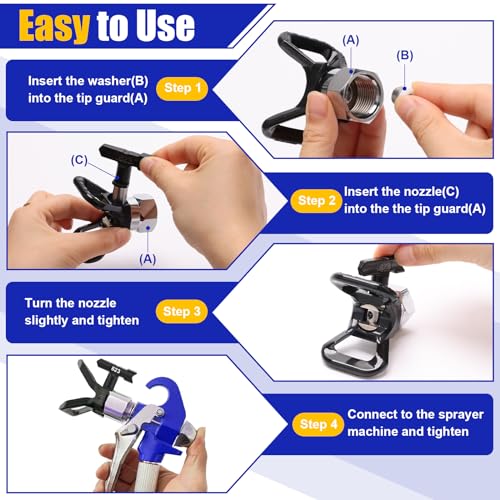 Coitak 15 Pieces Airless Paint Sprayer Tips Set, Spray Nozzle Tips