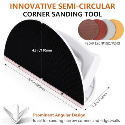 Drywall Corner Sander, Hook and Loop Sanding Tool with 8Pcs Sanding Discs - style: 8Pcs MixGrit