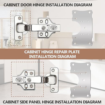 Metal Hinges Repair Fixing Plates with Screw for Kitchen Cupboard Door