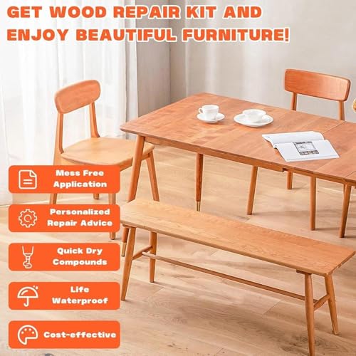 Kenbry Dark Wood Repair Kit, 4 Color Wood Filler for Furniture Scratches