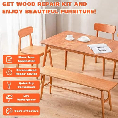 Kenbry Dark Wood Repair Kit, 4 Color Wood Filler for Furniture Scratches