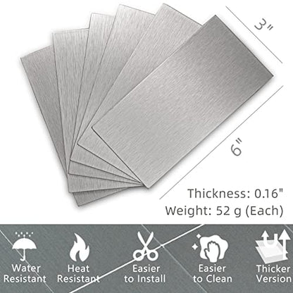 40-Pack 3"x6" Brushed Silver Aluminum Peel and Stick Tile - color: Brushed Aluminum