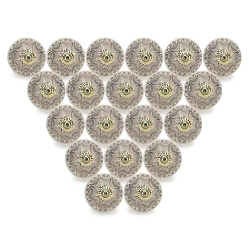 Grey Boho Ceramic Cabinet Knobs (Pack of 12)