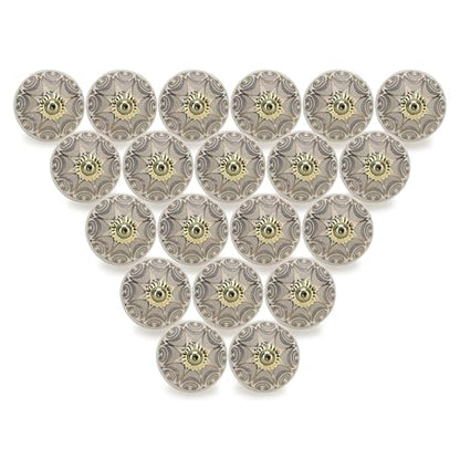 Grey Boho Ceramic Cabinet Knobs (Pack of 12)