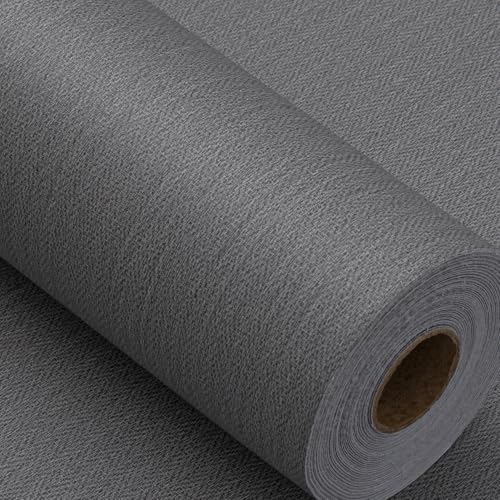 Haimin Fabric Wallpaper 24" x 393" Peel and Stick Textured Contact Paper - color: Gray