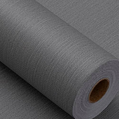 Haimin Fabric Wallpaper 24" x 393" Peel and Stick Textured Contact Paper - color: Gray