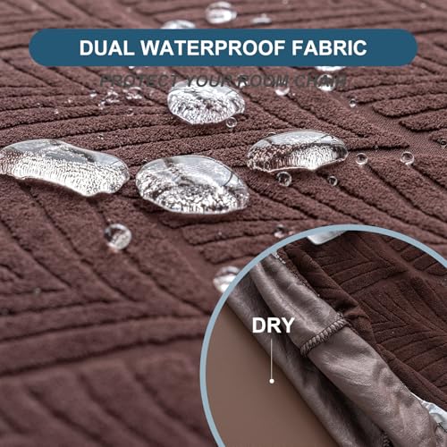Waterproof Stretch Dining Chair Seat Covers, Set of 6 Chocolate - color: Chocolate, size: 16-20in-Rear-gapped