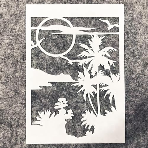 TIAMECH A4 Reusable Moon Tree Stencil for Painting - style: Moon Tree