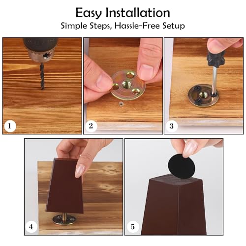 TURSTIN 16 PCS 3 Inch Wood Furniture Legs, Couch Legs Replacement, Brown - color: Brown, size: 3 Inch