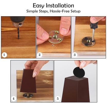 TURSTIN 16 PCS 3 Inch Wood Furniture Legs, Couch Legs Replacement, Brown - color: Brown, size: 3 Inch
