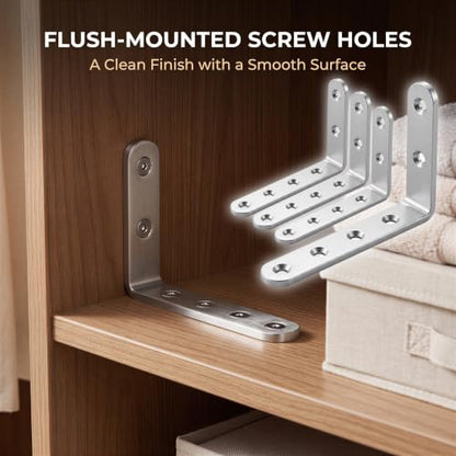25Pcs Stainless Steel Angle Brackets 3”x 5” Heavy Duty Corner Brackets - size: Silver-5x3 Inch