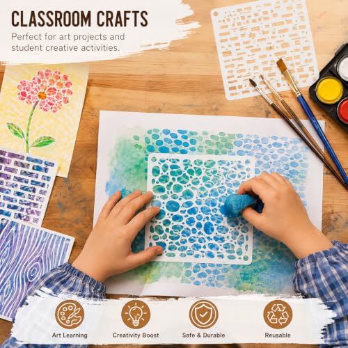 16PCS Geometric Stencils for Painting, Texture Stencils for Crafts Reusable