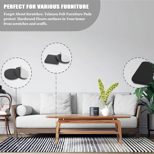 Felt Furniture Pads for Hardwood Floors -Yelanon Felt Pads for Chair Legs - color: Black & Beige & Brown
