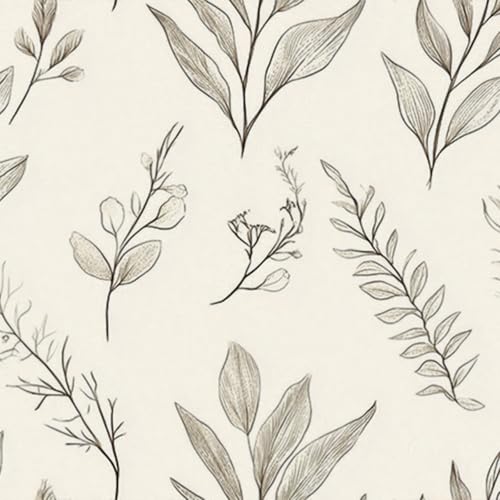 HOMETITUTE Neutral Line Art Peel Stick Wallpaper 118.1x17.7 Inch Vinyl - color: Botanical Line Art