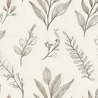 HOMETITUTE Neutral Line Art Peel Stick Wallpaper 118.1x17.7 Inch Vinyl - color: Botanical Line Art