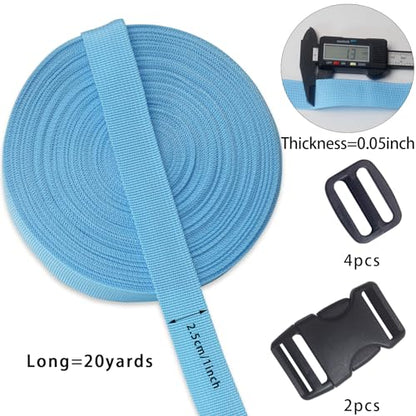 Turquoise 1 inch Webbing Strap Kit for DIY Crafts-Backpacks-20yds - color: Turquoise
