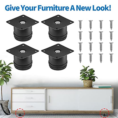 Stainless Steel Adjustable Furniture Legs 2 Inch - Black - 4pcs - color: Black, size: 2"
