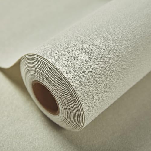 Fabric Grasscloth Texture Self-Adhesive Wallpaper Linen Peel and Stick Wallpaper Easy to Apply Removable Easy to Clean for Bedroom Livingroom Cabinet 16.5inx236.2in -Cyan Beige - color: cyan beige
