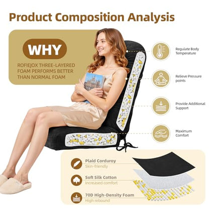 Rocking Chair Cushion, 44 x 19 x 4 Inch, Black Charcoal - color: Black Charcoal