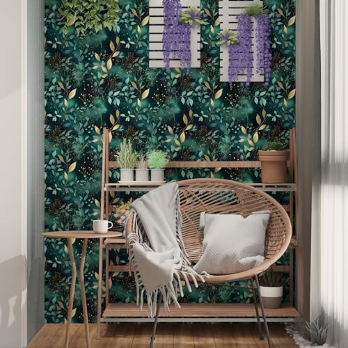Teal Boho Floral Vinyl Peel and Stick Wallpaper 17.5" x 118" - color: Blue, size: 17.5" x 118"