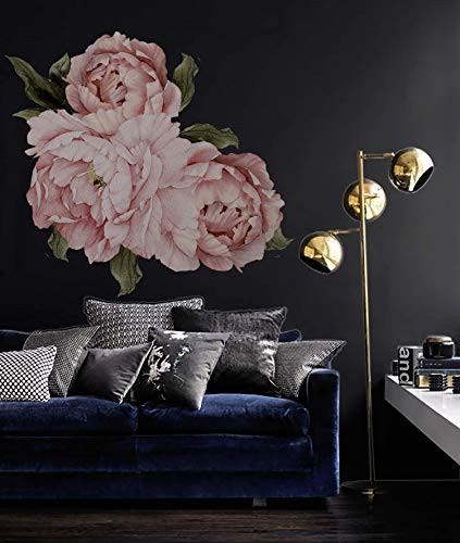 Pink Peonies Wall Decals Floral Wall Decal Peel and Stick Wallpaper Sticker