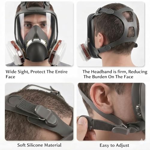 Avenor Full Face Mask with Replaceable Filters for DIY Painting & Cleaning