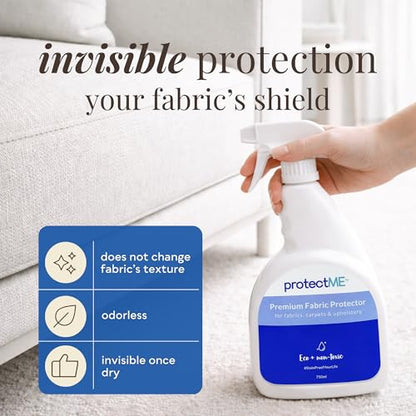 protectME Fabric Protector and Stain Resistant Spray - Upholstery Fabric Spray for Stain Guard for Carpet, Shoes, Couch, Sofa - Non Toxic Water Based Furniture Protector - 25.4 Fl. Oz. - style: 25.4 Fl Oz