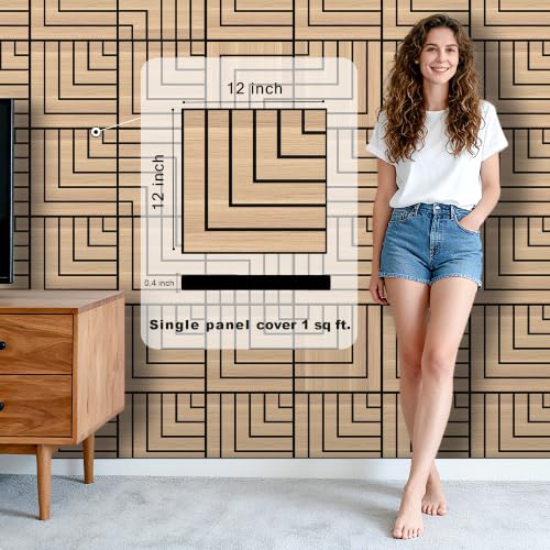 WoveN SounD Acoustic Wall Panels, Natural Oak, 16 Pack, 12x12 in - color: Enframe, Natural Oak, 16 Pack