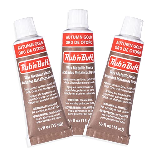 AMACO Rub n Buff Wax Metallic Finish - 3 Rub n Buff Autumn Gold 15ml Tubes - Versatile Gilding Wax for Finishing Furniture Antiquing and Restoration - Rub and Buff Colors Set of Three