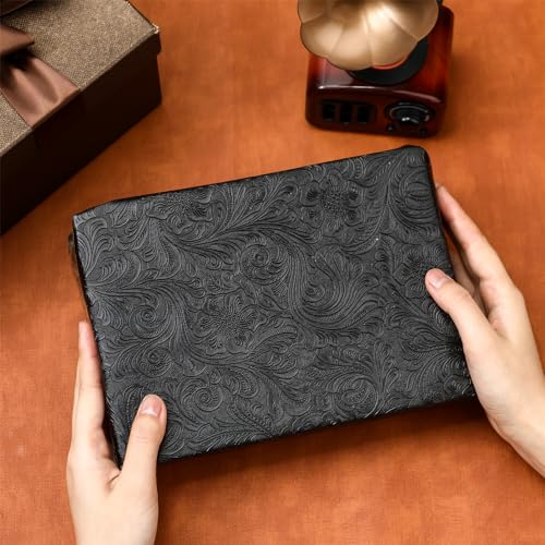 73"x55" Tooled Faux Leather Fabric Floral Embossed 2 Yard Cut