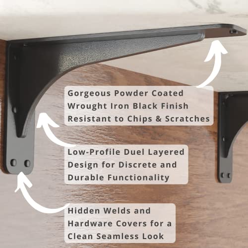 Starby Gladiator Series Solid Heavy Duty Welded 500 Lb Low Profile Granite Countertop Support Shelf Brackets Floating Shelf Discrete Slim 500 LB Capacity (2 Pack) (7" x 13" x 2.5") - size: 7" x 13" x 2.5"