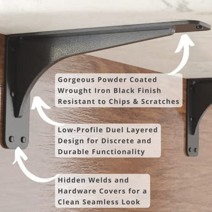 Starby Gladiator Series Solid Heavy Duty Welded 500 Lb Low Profile Granite Countertop Support Shelf Brackets Floating Shelf Discrete Slim 500 LB Capacity (2 Pack) (7" x 13" x 2.5") - size: 7" x 13" x 2.5"