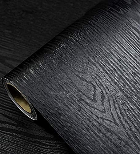 tiltil Black Wood Peel and Stick Wallpaper Wood Contact Paper 17.7" × 118" - size: 17.7" x 118"
