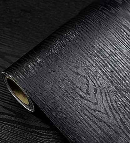 tiltil Black Wood Peel and Stick Wallpaper Wood Contact Paper 17.7" × 118" - size: 17.7" x 118"