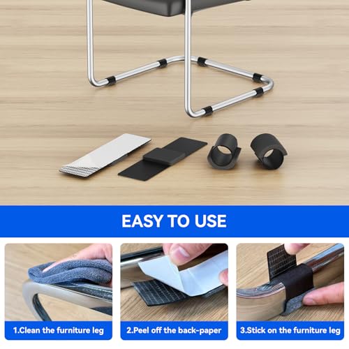 Sled Base Chair Floor Protectors Sled Base Chair Glides Wrap Around Floor Savers,Chair Leg Protectors Furniture Pads,Protect Floors Anti-Scratch Reduce Noise Easy Install (16pcs, Black Felt Pads) - size: Black Felt Pads