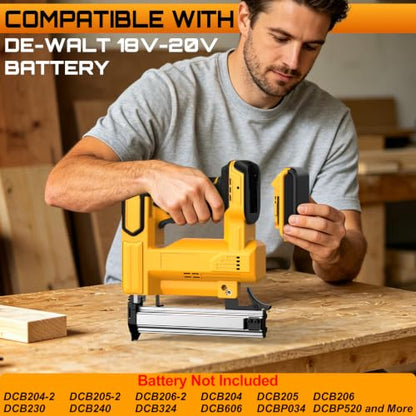 Upgraded Cordless Brad Nailer for Dewalt: 20V Battery (No Battery), 2-in-1 18 Gauge Nail Gun/Staple Gun with 2000 Nails, Drives up to 1-1/4" Nails & 7/8" Crown Staples for Upholstery, DIY, Woodworking