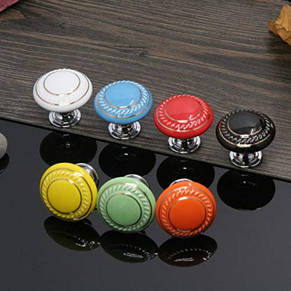 HUAMULAN Round Ceramic Knobs with Zinc Alloy Base for Cabinets 15 Pack - color: A2-43-Baisilver-15PCS