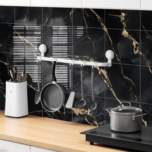 Chejiaye 10pcs Marble Peel and Stick Backsplash Waterproof Washroom Wall Panels, Peel and Stick Tile, PVC Foam Wall Panels for Kitchen,Bathroom,Living Room,Black Gold(Not Real Tile,11.8" x 11.8") - color: Black Gold, size: 11.8" x 11.8" x 10Pack