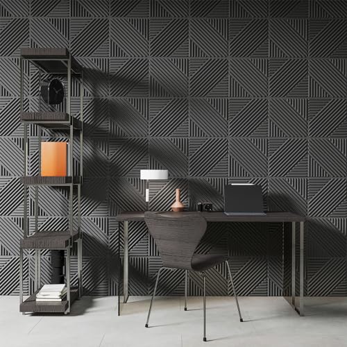 Art3d 3D Textured Accent Wall Panels, 12 x 12 Inch, 33-Pack, Black - color: Black