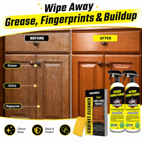 Kitchen Cabinet Cleaner, Wood Cabinet Degreaser & Furniture Cleaner, 2 Pack