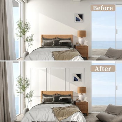 JBER Peel and Stick Wall Molding Kit, 6 Pre-Cut Wainscoting Panels - color: White-3 Pack-A, size: 91 x 39 in