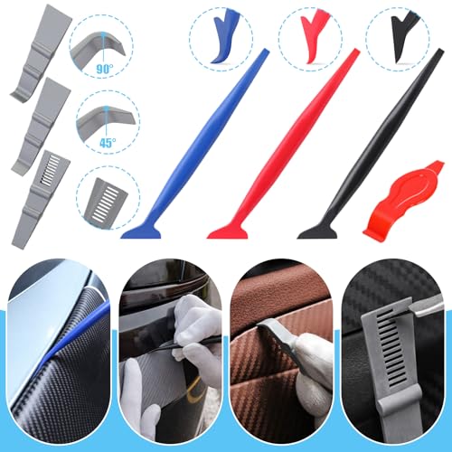 Boao 65 Pcs Car Vinyl Wrap Applicator Tool Kit Car Wrapping Tools Window Tint Tools with Gloves Vinyl Wrap Magnetic Holder for Window Wrapping Tinting