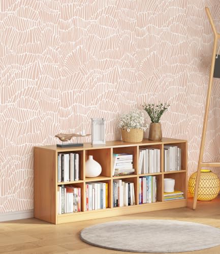 Guvana Pink Wallpaper Peel and Stick Modern Light Pink and White Wall Paper - color: Pink and White, size: 17.3" x 197"