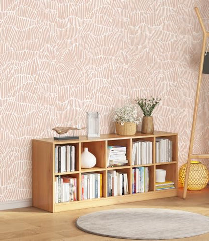Guvana Pink Wallpaper Peel and Stick Modern Light Pink and White Wall Paper - color: Pink and White, size: 17.3" x 197"